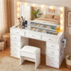 Artiss Dressing Table Vanity Desk Set Stool Led Bulbs White Product Image