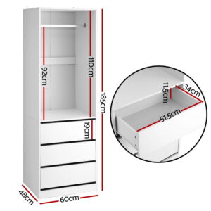 Artiss Wardrobe Clothes Closet Storage Organizer White Product Image