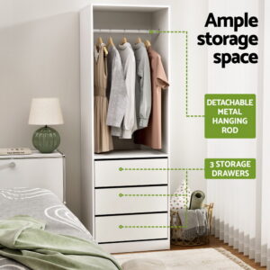 Artiss Wardrobe Clothes Closet Storage Organizer White Product Image