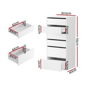 Artiss 6-Drawer Tallboy Dresser | White – Nice N Cheap Variety Store Artiss 6 Chest Of Drawers Dresser Tallboy White Product Image