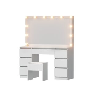 Artiss Dressing Table Vanity Desk Set Stool 12 Led Bulbs White product image