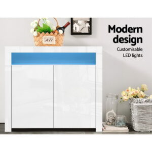 Artiss Buffet Sideboard Led - Arno White – Nice N Cheap Variety Store Led Buffet Sideboard