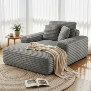 Artiss Sofa Bed Lounge Chair Recliner Couch in premium grey faux fur fabric