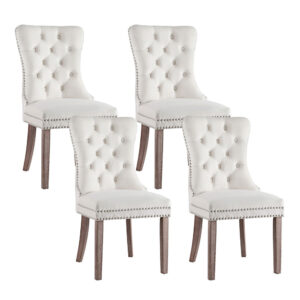 1 Set of 4 Artiss Dining Chairs Beige Velvet product image