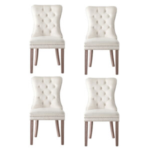 Artiss Dining Chairs Beige Velvet - Set Of 4 – Nice N Cheap Variety Store 1 Set Of 4 Artiss Dining Chairs Beige Velvet Product Image