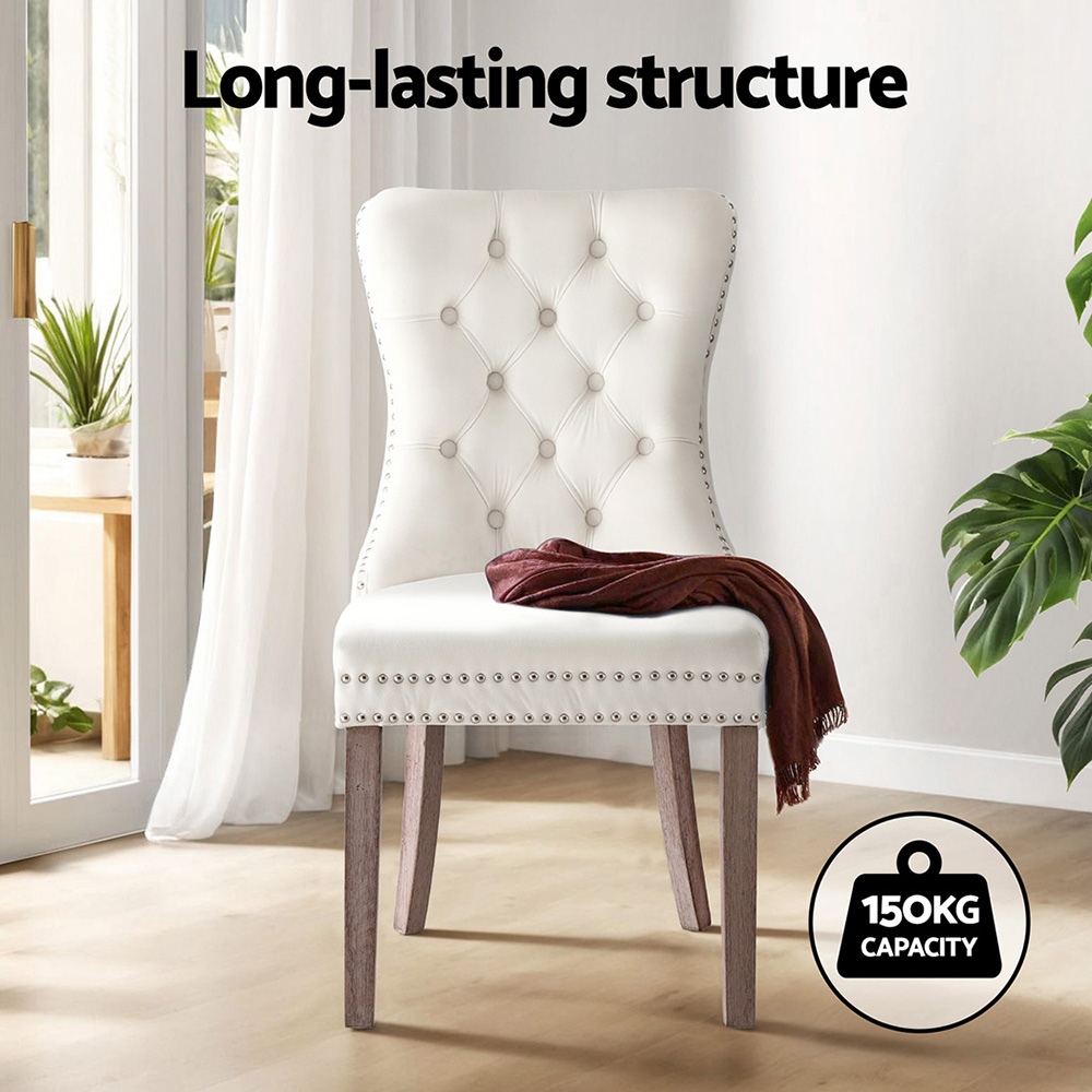 Artiss Dining Chairs Beige Velvet - Set Of 4 – Nice N Cheap Variety Store 1 Set Of 4 Artiss Dining Chairs Beige Velvet Product Image