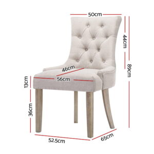 Artiss Dining Chairs Set Of 2 | French Provincial Beige – Nice N Cheap Variety Store Artiss Dining Chairs Set Of 2 Linen French Provincial Beige Product Image
