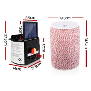 Giantz 5Km Solar Electric Fence Energiser – Nice N Cheap Variety Store Giantz Fence Energiser 5Km Solar Powered Electric 2Km Poly Wire Product Image