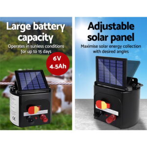 Giantz 5Km Solar Electric Fence Energiser – Nice N Cheap Variety Store Giantz Fence Energiser 5Km Solar Powered Electric 2Km Poly Wire Product Image