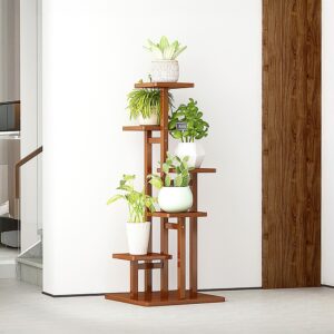 5 Tiers Vertical Bamboo Plant Stand Staged Flower Shelf Rack Outdoor Garden Product Image