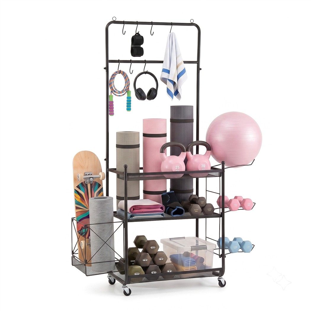 Everfit Yoga Mat &Amp; Ball Storage Cart 145Cm – Nice N Cheap Variety Store Everfit Yoga Mat Ball Storage Cart Multifunction Equipment Organizer Rack 145Cm Product Image