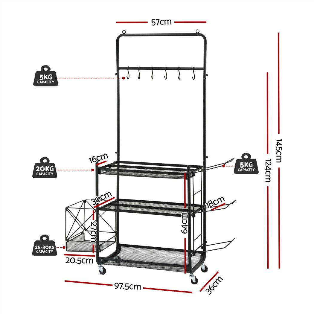 Everfit Yoga Mat &Amp; Ball Storage Cart 145Cm – Nice N Cheap Variety Store Everfit Yoga Mat Ball Storage Cart Multifunction Equipment Organizer Rack 145Cm Product Image