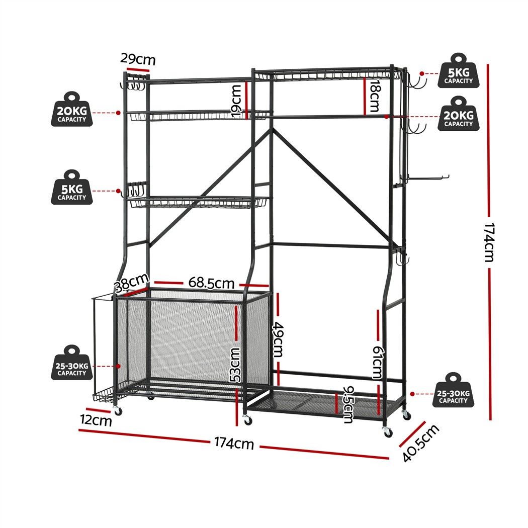 Everfit Sports Equipment Organizer Rack 174Cm – Nice N Cheap Variety Store Everfit Sports Equipment Organizer Rack Multi Garage Storage For Golf Bag 174Cm Product Image