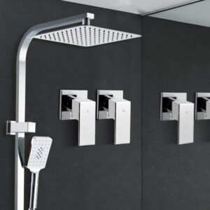 Cefito 10'' Rain Shower Head Set Handheld Square High Pressure Twins Tap Chrome product image