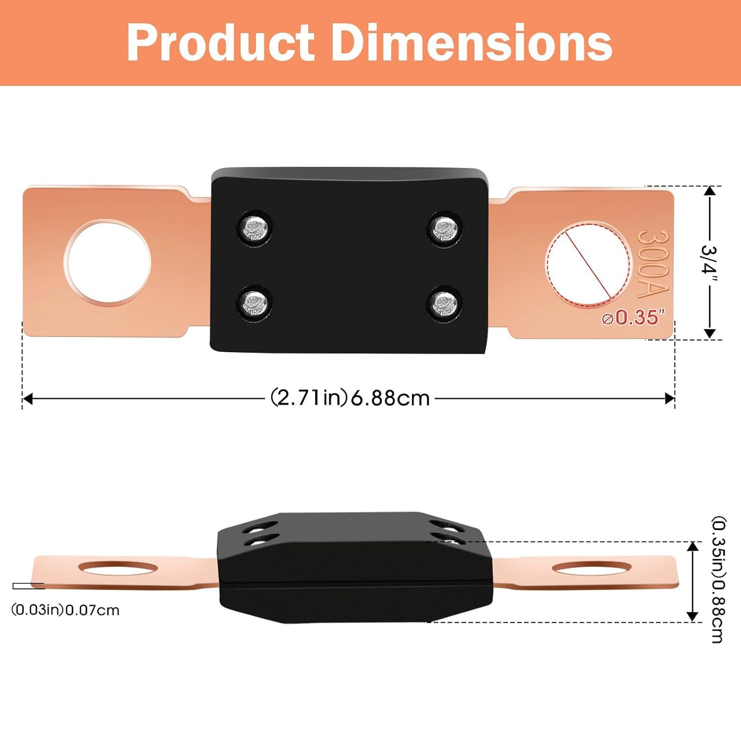 300 Amp Bolt-On Fuses | 3-Pack High Current Protection – Nice N Cheap Variety Store 3Pcs High Current Bolt-On Fuses,300 Amp Fuses For Cars,Buses,Trucks,Construction Vehicles,Boats,Cara Product Image