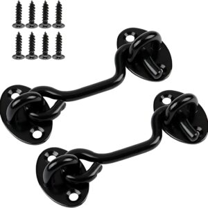 2 Pack 6'' Door Latch Door Lock Hardware, 6'' Hook and Eye Gate Latch Easy Lock for Barn Door, Black product image
