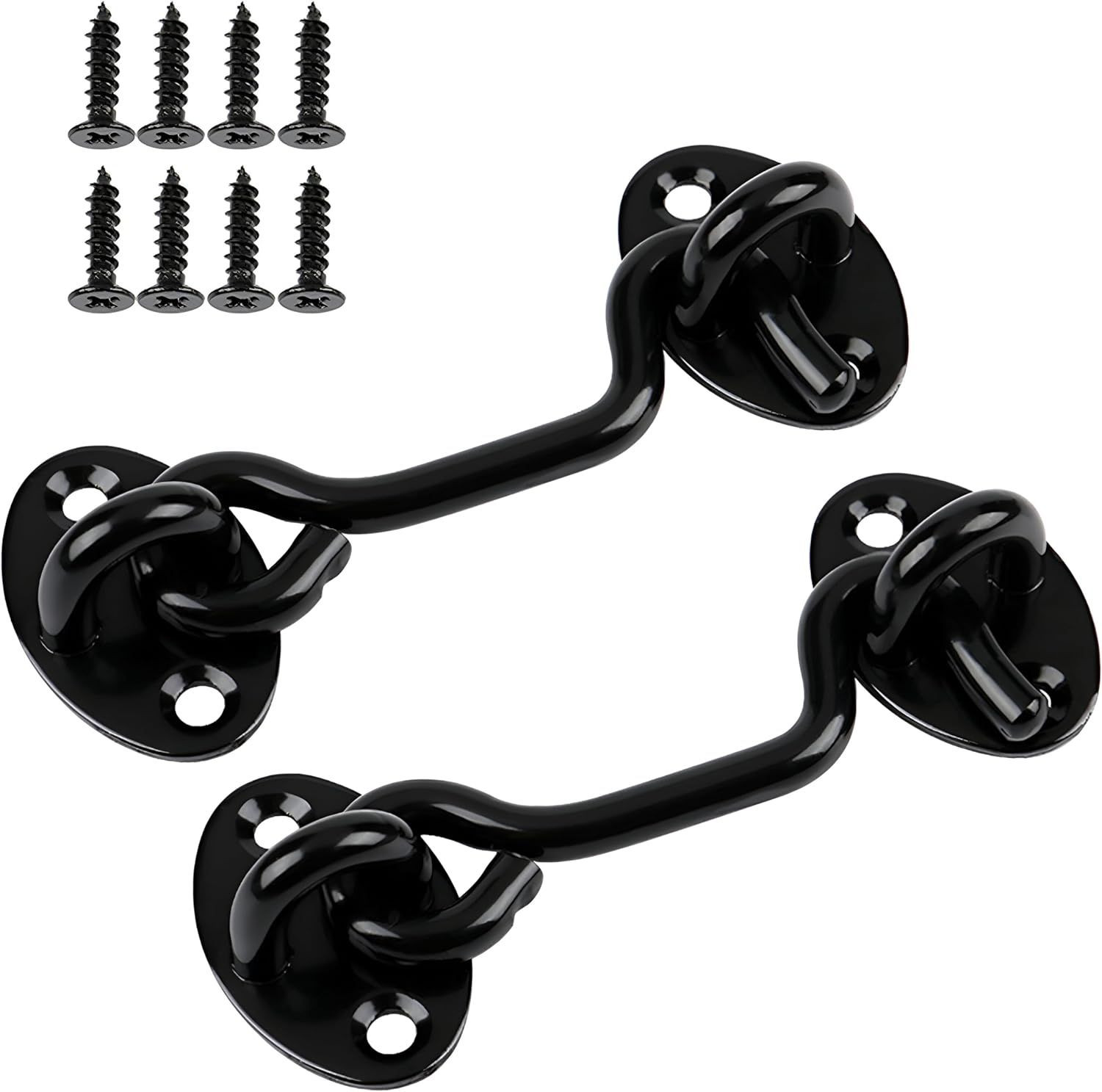 6'' Black Hook &Amp; Eye Barn Door Latch (2-Pack) – Nice N Cheap Variety Store 2 Pack 6'' Door Latch Door Lock Hardware, 6'' Hook And Eye Gate Latch Easy Lock For Barn Door, Black Product Image