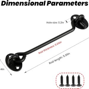 6'' Black Hook &Amp; Eye Barn Door Latch (2-Pack) – Nice N Cheap Variety Store 2 Pack 6'' Door Latch Door Lock Hardware, 6'' Hook And Eye Gate Latch Easy Lock For Barn Door, Black Product Image
