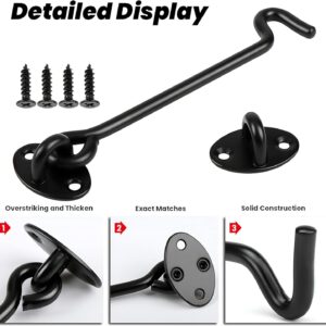 6'' Black Hook &Amp; Eye Barn Door Latch (2-Pack) – Nice N Cheap Variety Store 2 Pack 6'' Door Latch Door Lock Hardware, 6'' Hook And Eye Gate Latch Easy Lock For Barn Door, Black Product Image