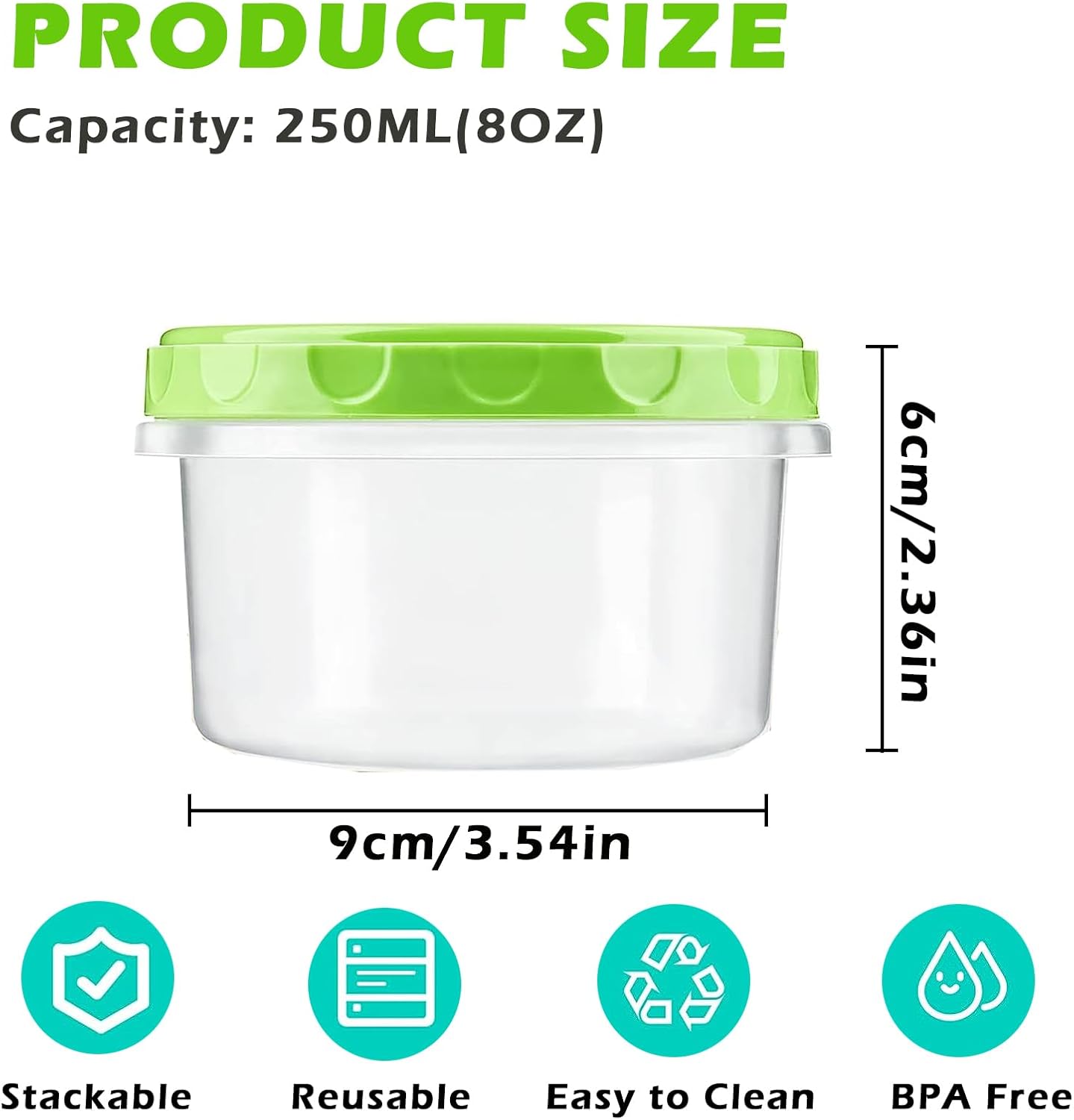 12 Reusable 8Oz Deli Food Containers With Lids – Nice N Cheap Variety Store 12 Reusable 8-Ounce Plastic Food Containers With Lids - Deli Containers - Stackable Food Storage Pot Product Image