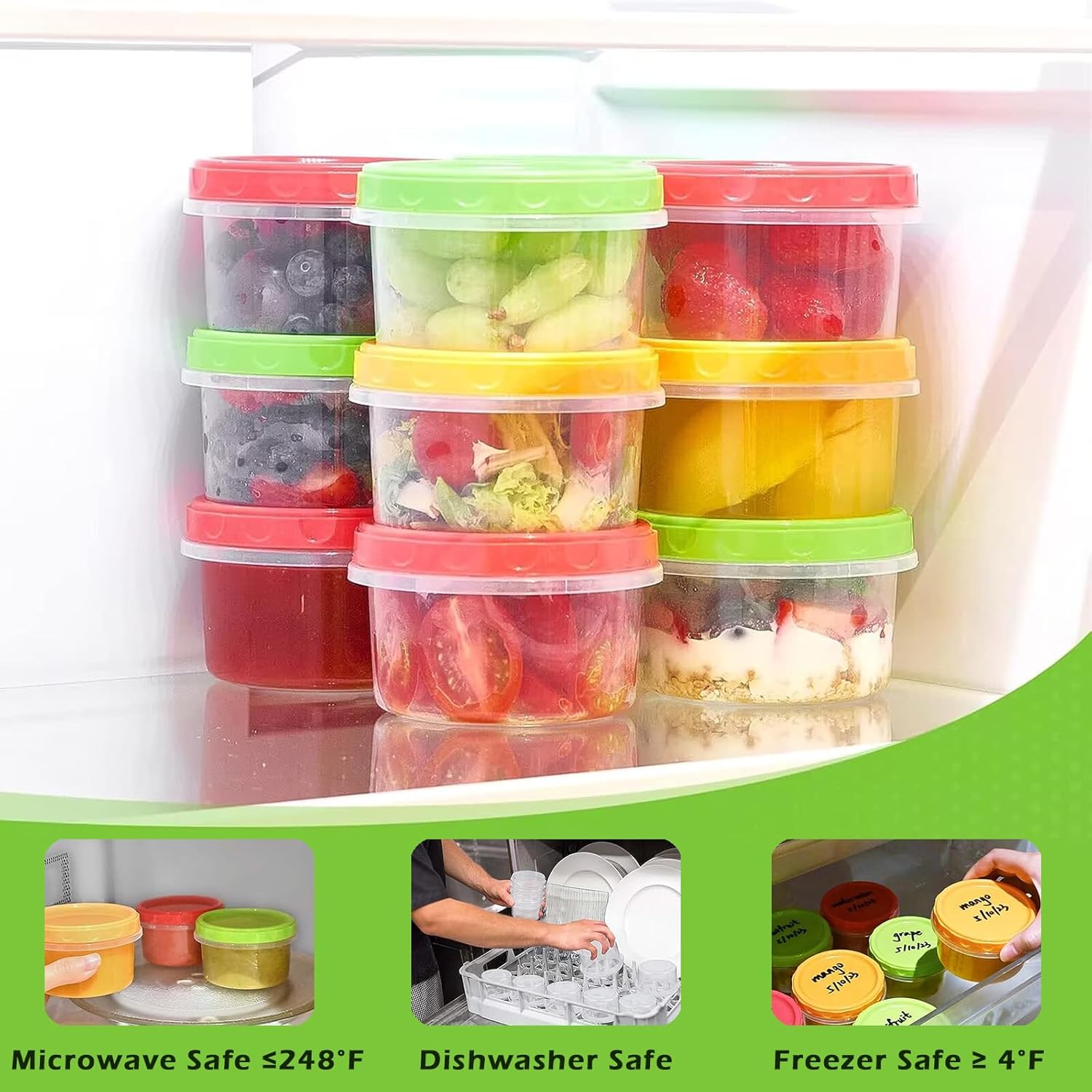 12 Reusable 8Oz Deli Food Containers With Lids – Nice N Cheap Variety Store 12 Reusable 8-Ounce Plastic Food Containers With Lids - Deli Containers - Stackable Food Storage Pot Product Image