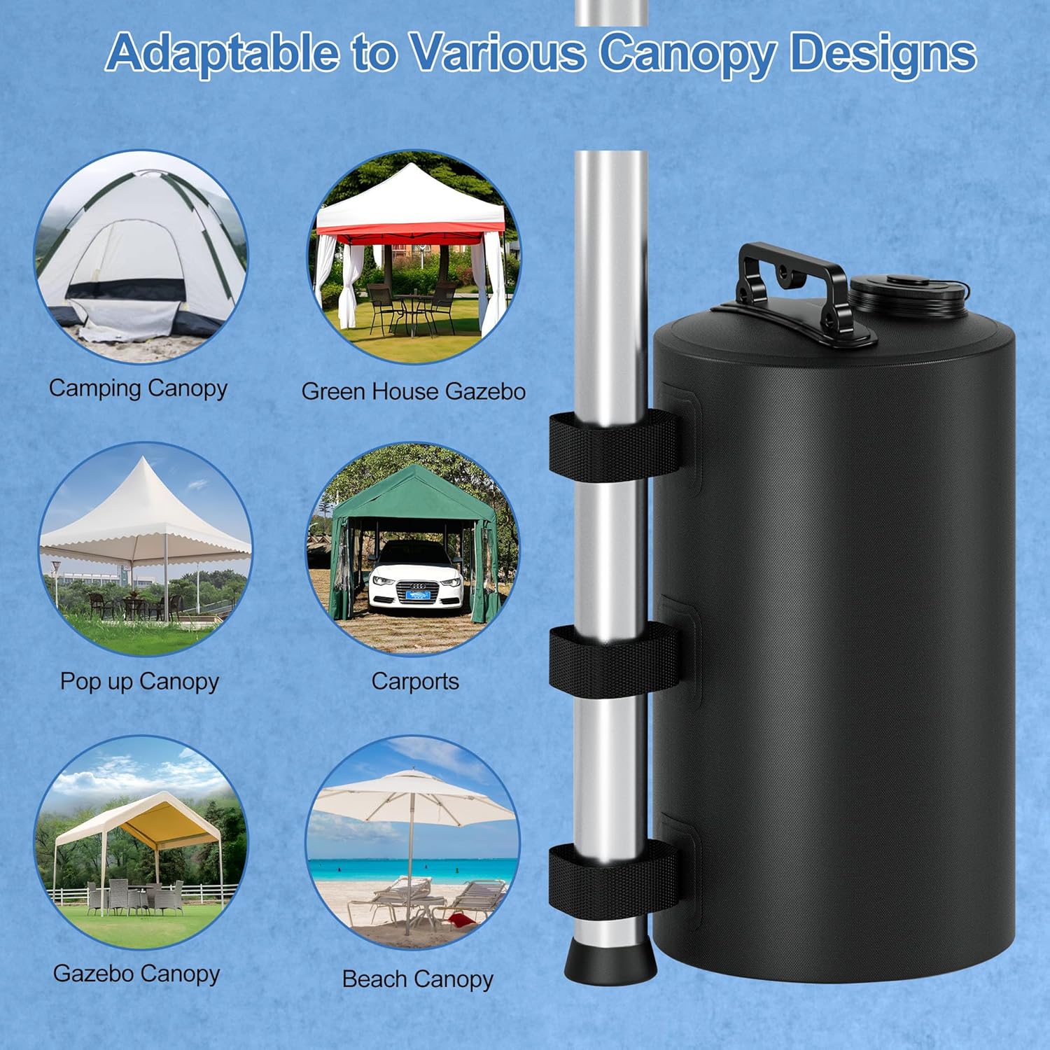 Gazebo Hydration Bag 88 Lbs - 4-Pack Tent Weights – Nice N Cheap Variety Store Gazebo Hydration Bag 88 Lbs - Portable 10L Windproof Hydration Bag For Pop-Up Tents - Awnings - Gaze Product Image
