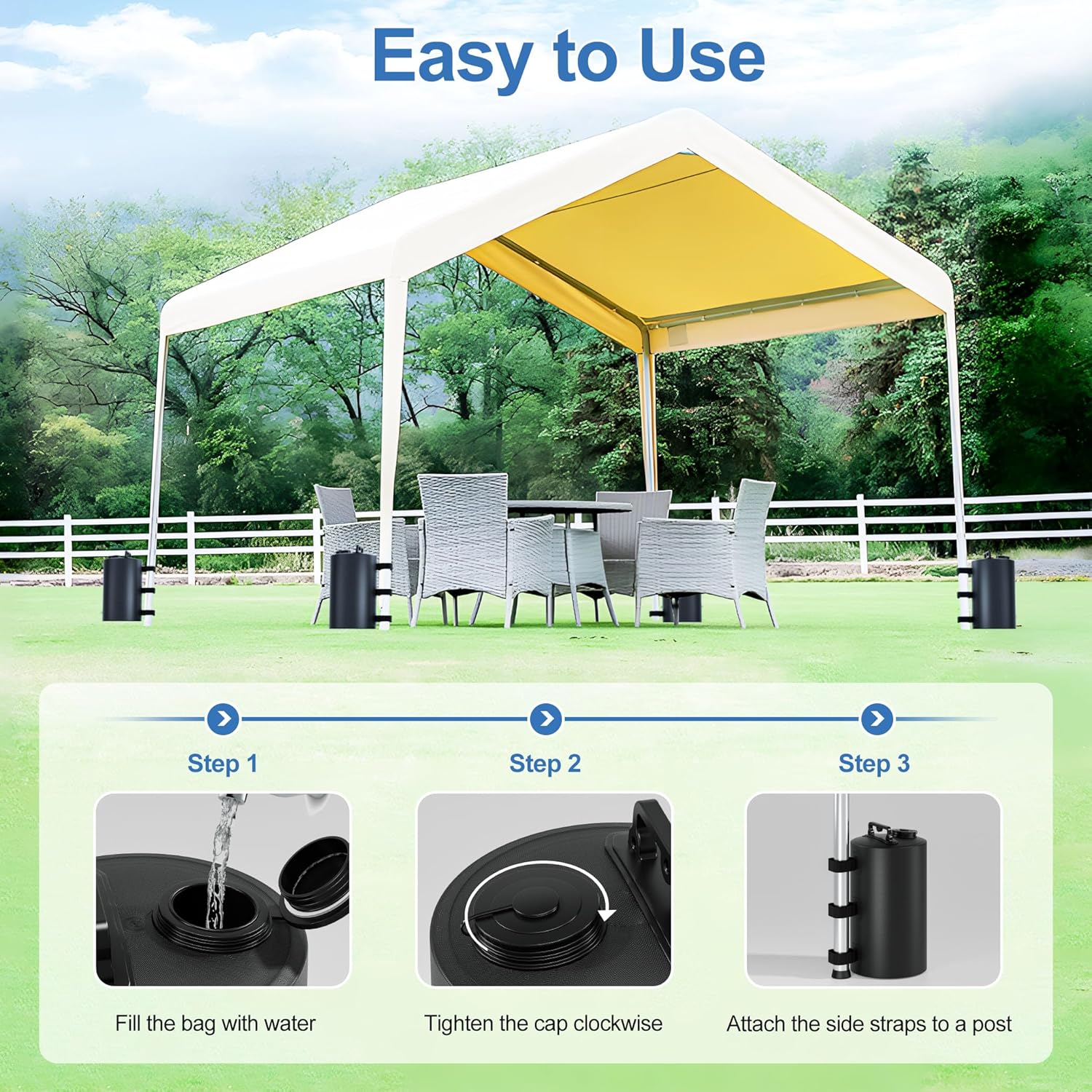 Gazebo Hydration Bag 88 Lbs - 4-Pack Tent Weights – Nice N Cheap Variety Store Gazebo Hydration Bag 88 Lbs - Portable 10L Windproof Hydration Bag For Pop-Up Tents - Awnings - Gaze Product Image